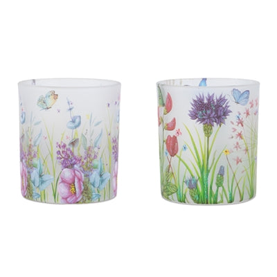 Flowers frosted glass assorted V/H