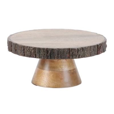 Wood Pedestal Rough Bark Edge